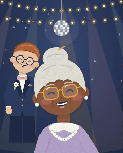 Foto de papel do casamento da Lia e do Théo: a selfie da vó